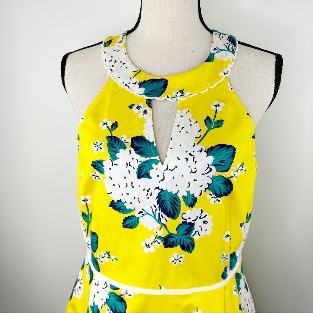 Draper James Lemon‎ Yellow Hydrangea Row Payton Cotton Sun Dress Size 10 - Picture 5 of 16